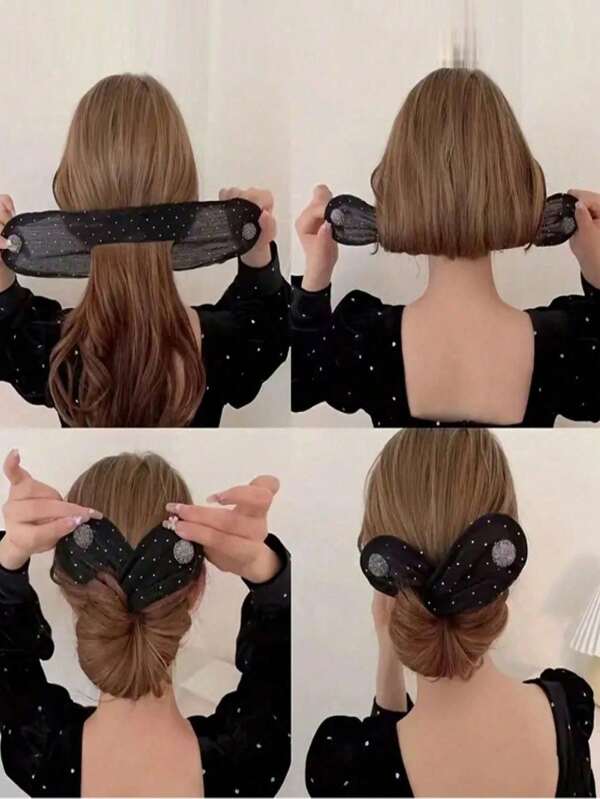 1pc Slouchy Twist Clip Women's Sparkling Rhinestone Decoration Bowknot Mesh Eye Roll Hair Clip Binding Machine Curling Ball Head Bowknot Hair Clip Headpiece New, Suitable For Party Daily Wear Home Bathroom Decor Fall Decor Back To School