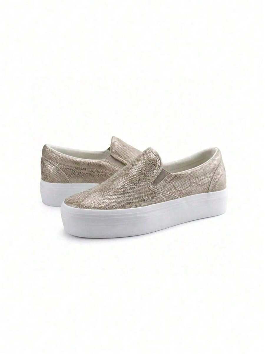 Women Comfortable Slip-On Loafers Platform Casual Loafer Shoes Fashion Daily Walking Shoes - Vàng - Xem 1
