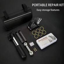 自行车修理工具套件，山地自行车轮胎修理工具套装，包括扳手、轮胎撬棍、补片、气泵和多功能螺丝刀