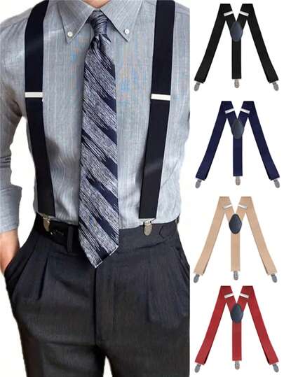 3.5 厘米宽男士背带，高弹力，可调节 3 个强力夹子背带，重型 Y 型后裤背带，是外出装婚礼派对礼物和万圣节配饰礼物的理想选择，适合秋冬季的万圣节服装秋冬配饰万圣节服装，适合青少年、青年、男士、休闲、户外、运动、度假、毕业礼物、生日、日常穿着