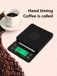 1 pieza Balanza electrónica de cocina multifunción de alta precisión color negro con temporizador, balanza de cocina de alta precisión, balanza de café manual italiana, balanza inteligente para café molido y de goteo, balanza para espresso de 3kg/0,1g con función de pelado