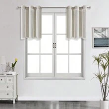2pcs/Set Panel Curtains - Beige Solid Curtains With Laser Cut Star Holes To Darken Room, Suitable For Bedroom, Decor Home Curtain For Girls Room, Living Room