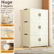 Caixa organizadora dobrável para armário, sala de estar, baú de brinquedos, armário de cozinha, armário para lanches, armário de banheiro, armário de armazenamento simples e luxuoso de plástico com várias camadas - tipo gaveta espaçosa, organizador de brinquedos e artigos diversos para L