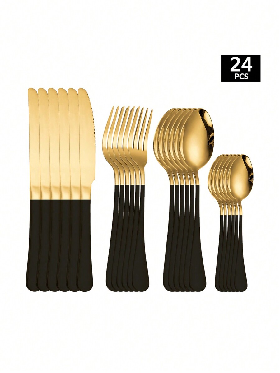 4/16/24pcs Western Style Stainless Steel Flatware Set Including Knife