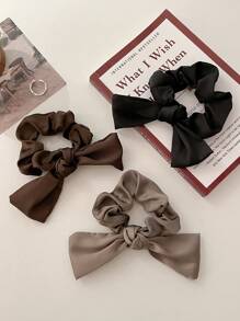 1pc/3pcs Satin Bow Knot Hair Scrunchies, Elegant Flower Hair Ties For Women, Suitable For Girls Daily Use, Casual & Cute Hairstyle Scrunchy Hair Ties Ponytail Head Accessories
