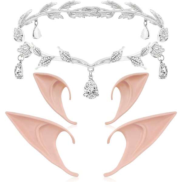 5 sztuk vintage opaska tiara z kroplami wody i uszami elfa na Halloween, konkursy ślubne, bale, nadaje się do kostiumów na Halloween