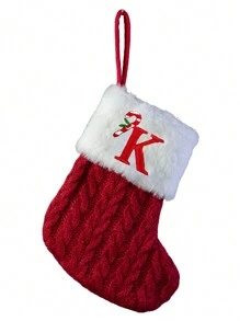 1 Stück Weihnachtsstrumpf, roter gestrickter Weihnachtsstrumpf, Mini-Monogramm-Weihnachtsstrumpf, 7 Zoll Initialen-Weihnachtsstrumpf, Mini-roter Weihnachtsstrumpf, bestickter Buchstabe A-Z Weihnachts-Strumpf, flauschiger Weihnachtsstrumpf Weihnachtsdekoration für Zuhause, Halloween, Halloweendekoration