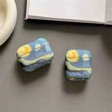 Creative Graffiti Oil Painting Protective Case Compatible With Airpods Pro 3/Pro 2, 1/2/3 Earphones, Anti-Drop Cover - Blue - View 2