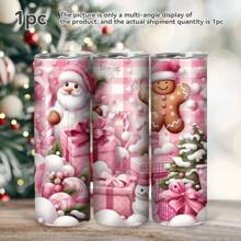 1 件 20 盎司可爱圣诞礼物不锈钢真空双层隔热水杯、旅行杯、咖啡杯、玻璃杯、圣诞饮料派对杯、可重复使用、免费吸管和吸管刷、带盖隔热水杯、户外便携式饮具、保持饮料热或冷 - 彩色 - 查看 10