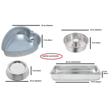 Kit 4 Formas Com 1 Forma Coração Reto 1 Assadeira Retangular 1 Forma De Bolo e 1 Forma Ballerine Redonda Para Bolos Decorado