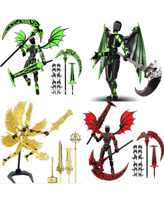 Lucky 13 Series 3D Printed Posable Articulation Angel/Devil Figurine Doll, Gen 4 Whole Body DIY Collectible