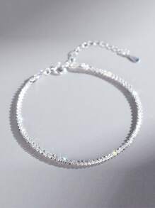 1PC Elegant 925 Sterling Silver Lightweight Ankle Chain Bracelet Dainty Minimalist Anklet Elegant Jewelry Gift For Women & Girls Wedding Accessories Holiday