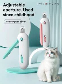 1pc Pet Nail Clipper Adjustable Round Hole Blade Design & Convenient Grooming Tool For Cats Equipped With A File And Splash Guard - Multicolor - View 3