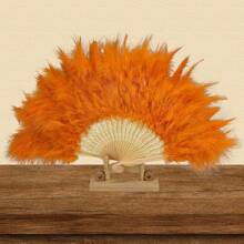 1/3 件风格羽毛扇头带围巾，万圣节礼物，优雅复古折叠女式手扇，适合舞蹈、音乐节、T 台、古典服装配饰