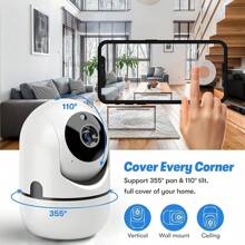 1 个 2MP 高清智能安全摄像头，USB 供电，支持 2.4G+5G 双频 WiFi，用于室内/室外家庭安全，自动运动检测和跟踪，彩色夜视，双向音频，高安全性，云存储和 SD 卡支持（不包括 SD 卡，需要单独购买），适用于家庭、办公室、老人、儿童、宠物监控 - 彩色 - 查看 6