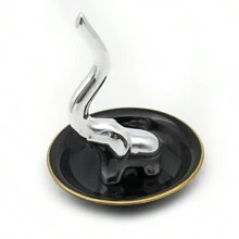 Ceramic Jewelry Box Decorative Plate With Various Animals - Silver Elephant - View 2