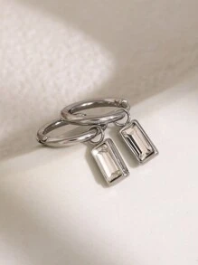 1 对女士锆石几何复古耳钉 - 金黃色 - 查看 1