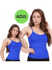 Blouse KIT 3 WOMEN'S TANK TOP TANK TOP STRAPS BLOUSE COMFORTABLE SUMMER - 白色,黑色,藍色 - 查看 9