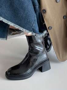 2024 Spring & Autumn Women's Ankle Boots Thick Heels Mid Heels Retro Boots  Boots Ankle Boots Chelsea Boots Slim Boots