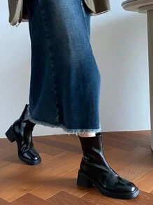 2024 Spring & Autumn Women's Ankle Boots Thick Heels Mid Heels Retro Boots  Boots Ankle Boots Chelsea Boots Slim Boots