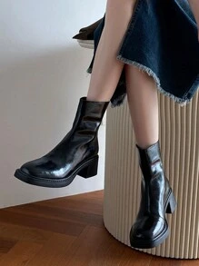 2024 Spring & Autumn Women's Ankle Boots Thick Heels Mid Heels Retro Boots  Boots Ankle Boots Chelsea Boots Slim Boots