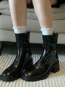 2024 Spring & Autumn Women's Ankle Boots Thick Heels Mid Heels Retro Boots  Boots Ankle Boots Chelsea Boots Slim Boots