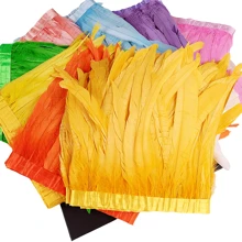 2M 25-30cm Artificial Rooster Tail Feather Trim Ribbon DIY Wedding Dresses Accessory Sewing Plume Headwear Carnival White Feathers Crafts Decoration - Multicolor - View 4