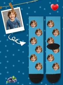 1 paire de chaussettes mi-mollet personnalisées pour enfants avec visage. Vous pouvez mettre n'importe quel visage sur les chaussettes, pour garçon ou fille. Chaussettes personnalisées avec photos. Paires de photos intéressantes personnalisées avec des chaussettes moyennes à longues. Convient pour la Saint-Valentin. Rangées, modernes, colorées, mignonnes, adorables, décontractées, personnalisées, uniques, personnalisées. Cadeaux de bébé, cadeaux idéaux pour lui, cadeaux idéaux pour elle, fils, fille
