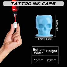 ATOMUS 200 buah Cangkir Tinta Tato Sekali Pakai Warna Campuran dengan Alas Tengkorak, Wadah Pigmen Rias Permanen, Tutup Tato, Aksesoris Tato - MultiWarna - View 4