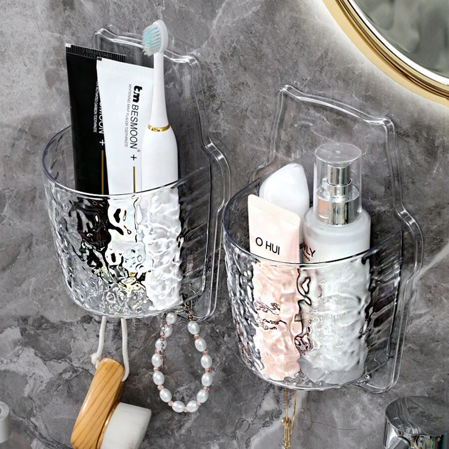 轻奢壁挂收纳盒免钻厨房姜蒜收纳盒专用收纳篮挂篮沐浴篮储物架 - 彩色 - 查看 1