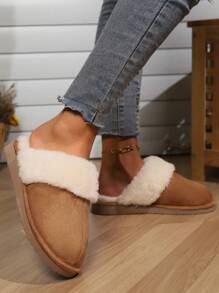 Women's Fuzzy Memory Foam Slippers Fluffy Winter House Shoes Indoor Outdoor - 栗 - 查看 4