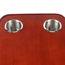 YUNRUX Removable Table Legs, 60 * 38 * 72cm RV Table With 4 Cup Holders, Oak Desktop, Table Legs Height Adjustable, Boat Table For RV Caravan, Boat Table