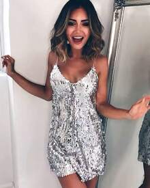 Vestido Plateado de lentejuelas - Plateado - Ver 1