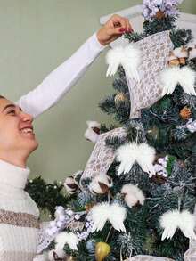 10 szt. - Białe skrzydła anioła, ozdoby świąteczne, skrzydła anioła z piór, wiszące ozdoby choinkowe, ozdoby DIY, akcesoria do girland na rodzinne spotkania świąteczne