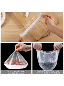 400pcs Disposable Plastic Wrap Sets And Disposable Shower Cap Sets Household Fresh-Keeping Bowl Cover PE Plastic Wrap - Default - View 4
