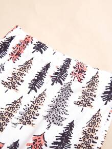 Girls Spring-Autumn Casual Outdoor Versatile Mocha Letter & Gingerbread Man Bakery Cake Cookies Print Long Sleeve Crew Neck Top Matched With White Floral Flared Pants - Coffee Brown - View 6