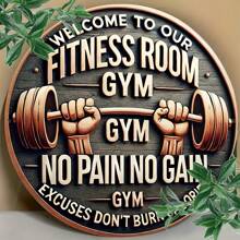 1pc 8x8 Inch Metal Printed Gym Sign, Motivational Wall Art For Home Gym, Fitness Enthusiasts - Gym Decor, No Excuses Burn Calories Sign, Random Direction Mounting Holes,Home Decor ,Room Decor,Wall Decor Gifts Birthday Graduation - Multicolor - View 2