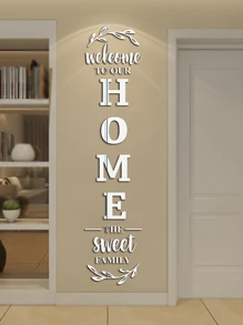 1 Pack Acrylic Mirror Wall Stickers, "Welcome To Our Cozy Home" Olive Branch Soft Mirror Wall Decals, Best Gift For Family, Suitable For Birthday, Graduation, Home Decor, Back To School, Room Decor, Study Supplies - Multicolor - View 1