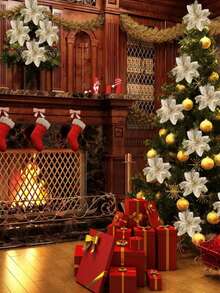 5 bông hoa Giáng sinh nhân tạo lấp lánh trang trí cây thông Noel vui vẻ đồ trang trí năm mới vui vẻ hoa giả Giáng sinh, Halloween, trang trí Halloween - Nhiều màu - Xem 5