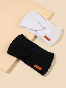 GRANK 2pcs Letter Patch Decor Hair Band - Multicolor - View 10