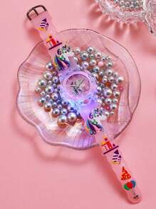 1pc/Set Cute 3D Unicorn Print Silicone Quartz Watch For Kids, Suitable For Birthday, Halloween Or Gifts