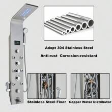 Modern LED Stainless Steel Shower Panel Tower Rain Waterfall Massage Jets System - Brushed Nickel - View 7