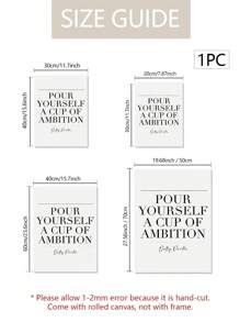 1幅极简黑白帆布海报：“给自己倒一杯雄心壮志”，多莉·帕顿歌词 - 适用于厨房、卧室、客厅和走廊的墙面装饰 - 无框 - 彩色 - 查看 3