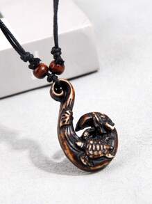 1pc Fashionable  Simple Cute Turtle Pendant Necklace For Men - Coffee Brown - View 21