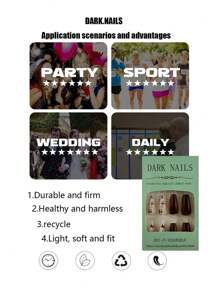 Bộ 24 móng tay giả dài phong cách múa ba lê màu rượu vang nóng thời trang thu đông đính ren và hoa vàng kèm 1 dũa móng và 1 tấm gel làm móng, thích hợp cho các dịp ở nhà, tiệc tùng, công sở, hẹn hò, tụ tập của phụ nữ - màu nâu - Xem 7