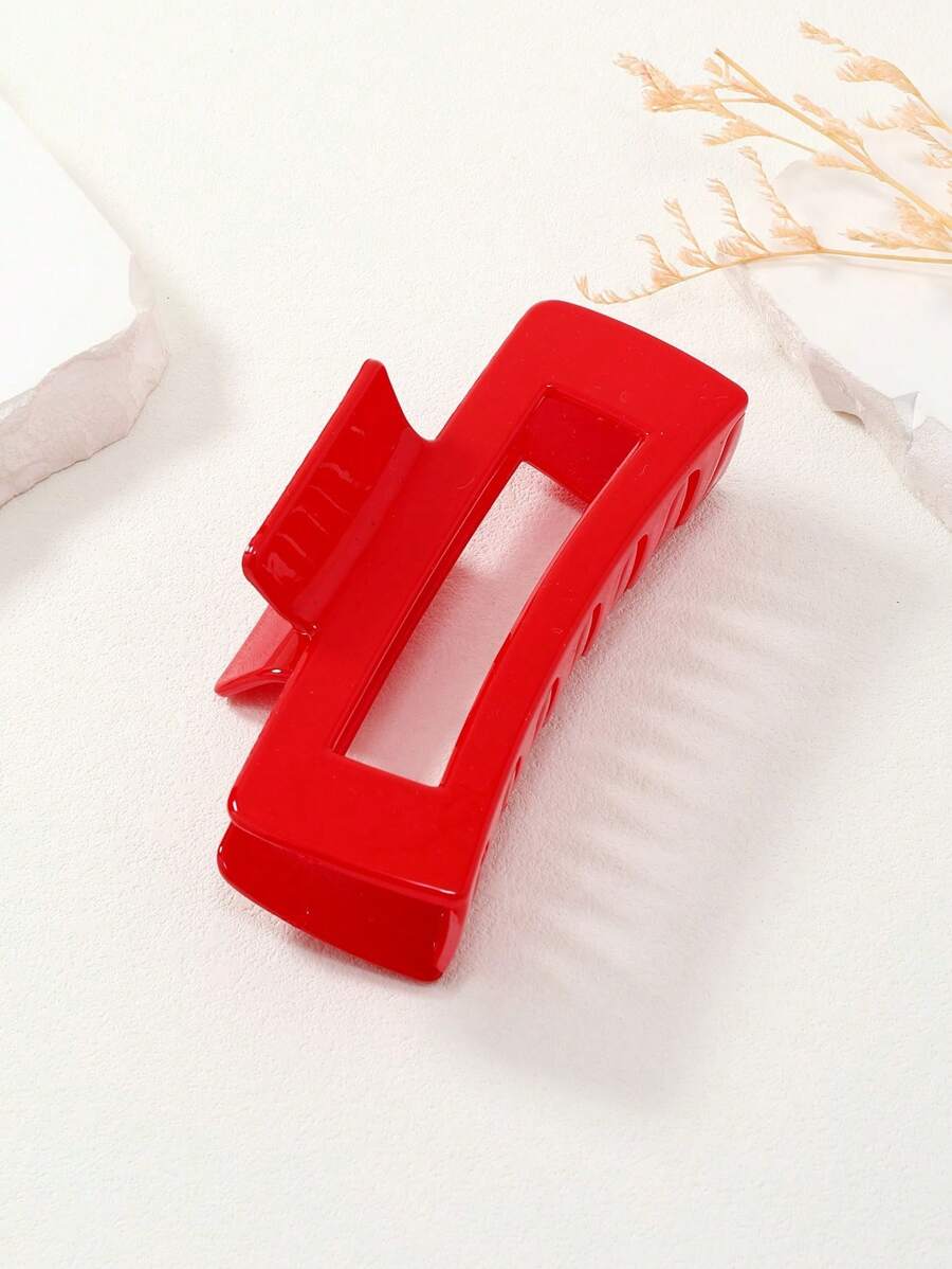 1 Máy Tính Nữ Thiết Kế Hình Chữ Nhật Rỗng Ra Vuốt Tóc Thời Trang Để Trang Trí Tóc Thông Thường - Đỏ - Xem 1