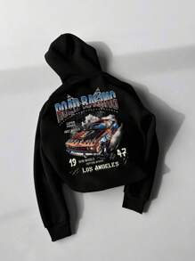 Teen Boys Loose Plus Size Sweatshirts For Long Sleeve Retro Racing And Letter Print Casual Graphic Hoodies Pullover Oversized Hoodie