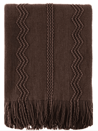 Knit Throw Blanket, Suitable For Sofa, Boho Style In Brown, Decorative Throw Pillow Cover In Grayish Brown, Applicable For Sofa, Suitable For Thanksgiving & Christmas