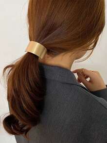 3pcs Fashionable Versatile Alloy Seamless Snag-Free Hair Ties, Gold Color Elastic Snag-Free Hair Ties Ponytail Holders, High Quality Hair Accessories, Gift For Women