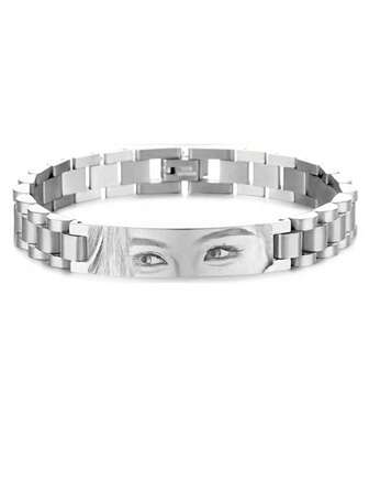 1pc Customized Stainless Steel Eye Pattern Engraved Bracelet, DIY Couple Jewelry Gift,Black,Silver,Gold,Stylish,Colorful,Vintage,Simple,Unisex,Casual,Cuties,Custom,Personalized,Unique,Ideal Gifts For Him,Ideal Gifts For Her,Her,Boyfriend,Girlfriend,Dad,Mom,Family,Friends,For Anniversaries,For Birthdays,For Graduation,For Prom,For Party,School Supplies,Back To School,For Office,For School,For Classroom,For Teacher Gifts,For University,For Colleague,For Dorm Rooms,For Teacher,For Boys And Girls,For Teenagers,Junior High School Students,Middle School Students,High School Senior High School Students,College Students,University Students,Freshman,Sophomore,Underclassmen,Customized Fashion Photo Bracelets,Street Casual Chic,Delicate Romance,Silver Stylish